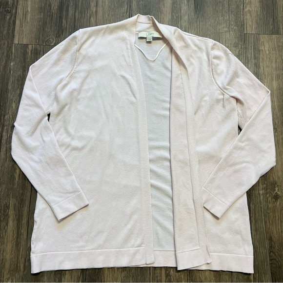 LOFT Open Front Long Sleeves Short Lightweight Knit Cardigan Soft Pink Casual S - Picture 7 of 10